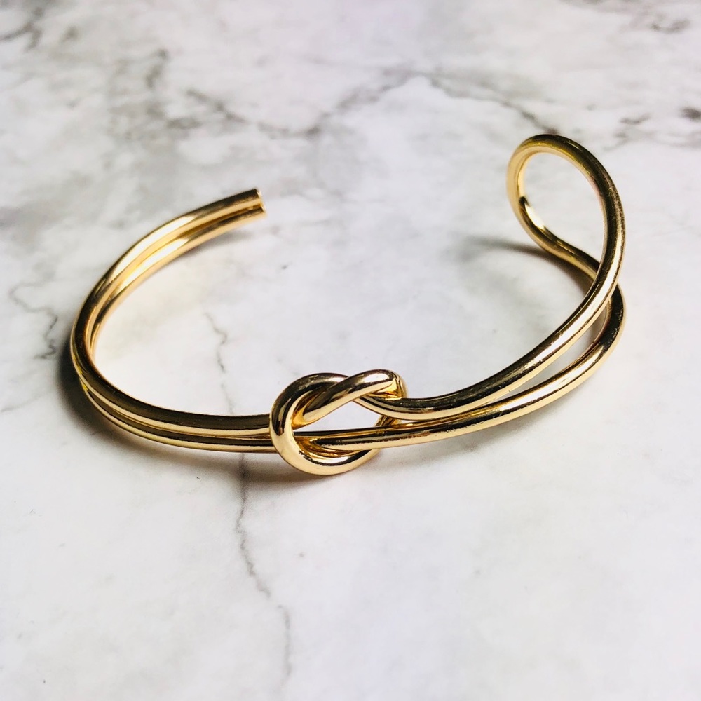 New! Love Knot Gold Cuff Bangle Bracelet